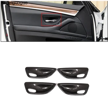Наклейка на внутреннюю дверную чашу автомобиля в стиле углеродного волокна, наклейка на внутреннюю ручку для рукопожатия BMW 5 серии F10 F18 2011-2017