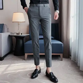 Новые брюки на пуговицах, мужские летние повседневные длинные брюки, уличная одежда 2023, весенне-летние модные брюки-карандаш для мужчин, Винтажные P234