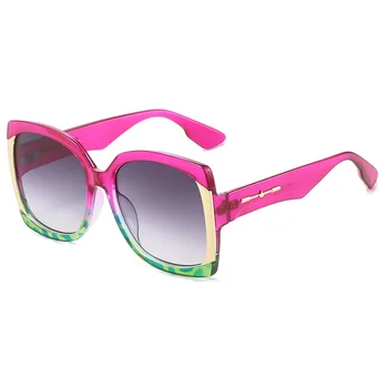 Новые популярные Квадратные солнцезащитные очки для женщин, мужские солнцезащитные очки в градиентной оправе, Винтажные дизайнерские Роскошные фиолетовые оттенки UV400, женские зеленые солнцезащитные очки