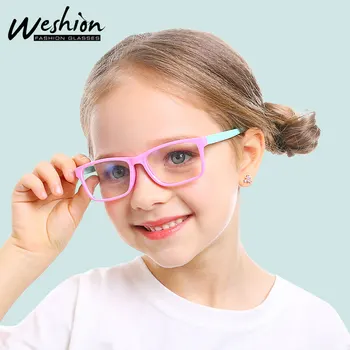 Очки с защитой от синего света, Детские Квадратные Компьютерные очки для мальчиков и девочек, Гибкая оптическая оправа, Светоотражающее стекло TR90 GlasseUV400