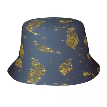 Панама унисекс Боб Кепки Хип Хоп Gorros с рисунком золотых листьев Летняя панама Пляжная шляпа для рыбалки
