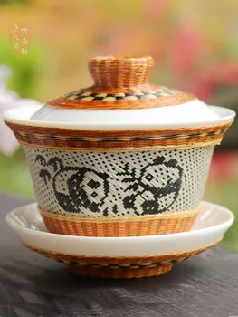 Подарочная чашка ручной работы с рисунком панды из бамбука в китайском стиле Чэнду