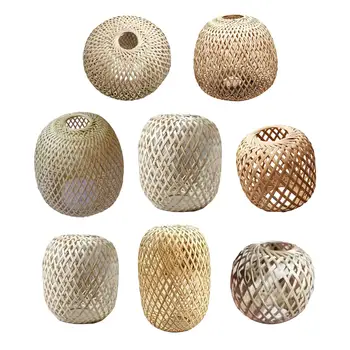 Подвесной абажур, крышка люстры, круглый бамбуковый тканый абажур для гостиной, детской
