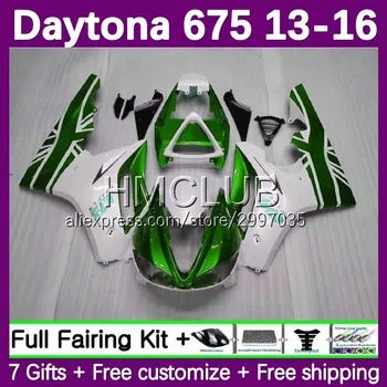 Полный обтекатель для Triumph Daytona 675 R 675R CC 13 14 15 16 Кузов 87No.83 Daytona675 2013 2014 2015 2016 Комплект кузова зеленый белый