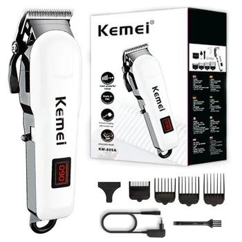Профессиональный триммер для волос Kemei 809A, регулируемый электрический шнур/беспроводная машинка для стрижки волос для мужчин, машинка для стрижки волос со светодиодным дисплеем