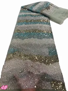 Роскошная африканская многоцветная трубка из бисера с пайетками, полная версия вышивки, кружевная ткань, свадебные платья, ткань для вечеринок, 5 ярдов