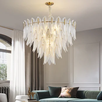 Светильник во французском стиле, роскошная Стеклянная люстра для гостиной, лампа для спальни в стиле ретро, лампа для столовой на вилле, высококачественная лампа для листьев