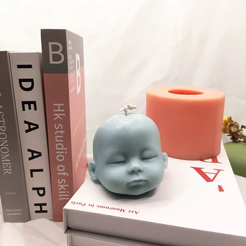 Силиконовая форма для свечи с маленькой детской головкой, искусственная 3D детская головка, эпоксидная глиняная восковая форма для подарков ручной работы на день рождения