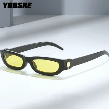 Солнцезащитные очки YOOSKE Small Square для мужчин, Классические черно-желтые Солнцезащитные очки для женщин, Модные Прямоугольные очки в популярном стиле Ins