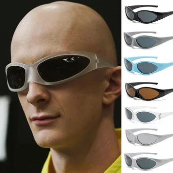 Солнцезащитные очки в стиле стимпанк, Дизайнерские спортивные винтажные солнцезащитные очки Унисекс, мужские очки для водителей, женские велосипедные очки, Женские очки Y2K