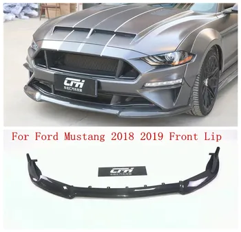 Спойлер переднего бампера из углеродного волокна, автомобильный диффузор, подходит для Ford Mustang 2018 2019