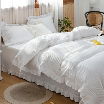 Стеганое одеяло из чистого хлопка, цельное хлопковое стеганое одеяло, кровать из четырех частей White Princess Wind Bed