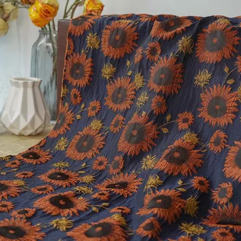 Стиль росписи подсолнечным маслом, окрашенная пряжей Жаккардовая ткань, женское платье, домашняя занавеска, Декоративная швейная ткань 50 см x 160 см