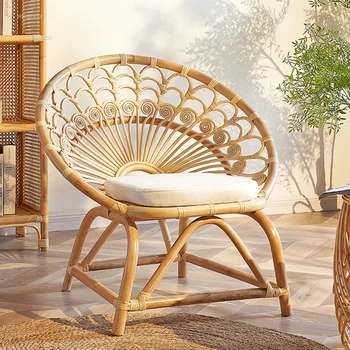 Стулья для гостиной из скандинавского ротанга, легкое роскошное кресло для отдыха на балконе, Дизайнерский креативный стул из ротанга с павлином в семье