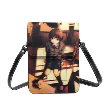 Сумка на плечо Serial Experiments Lain, кожаная сумка для мобильного телефона в стиле аниме в стиле ретро, женские подарочные сумки