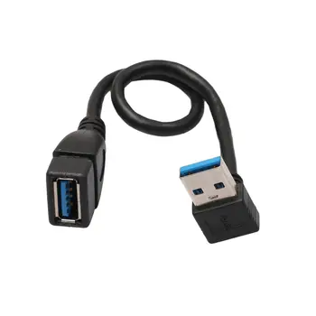Удлинительный кабель USB 3.0 под прямым углом 90 градусов, переходный шнур от мужчины к женщине, 20 см