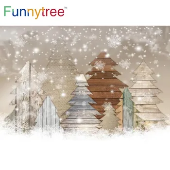 Фон для зимних Снежных пейзажей Funnytree Новогодняя вечеринка Силуэты деревьев Снежинка Фотозона Реквизит для фотосъемки Фон
