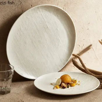 Характеристика Керамические обеденные тарелки Кулинарные блюда Ресторанная круглая однотонная посуда Блюдо для закусок десертов Простая паста Тарелка для стейка