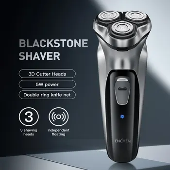 Электрическая Роторная бритва ENCHEN Blackstone для мужчин с 3D плавающим лезвием, моющаяся USB-аккумуляторная машинка для бритья бороды Type-C