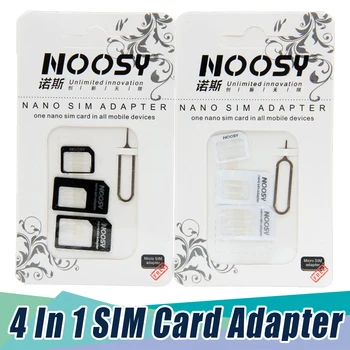 хорошее кол-во 4в1 Noosy Адаптер Nano Sim-карты + Адаптер Micro Sim-карты + Стандартный адаптер SIM-карты Для телефона 1000 компл./лот = 4000 шт.